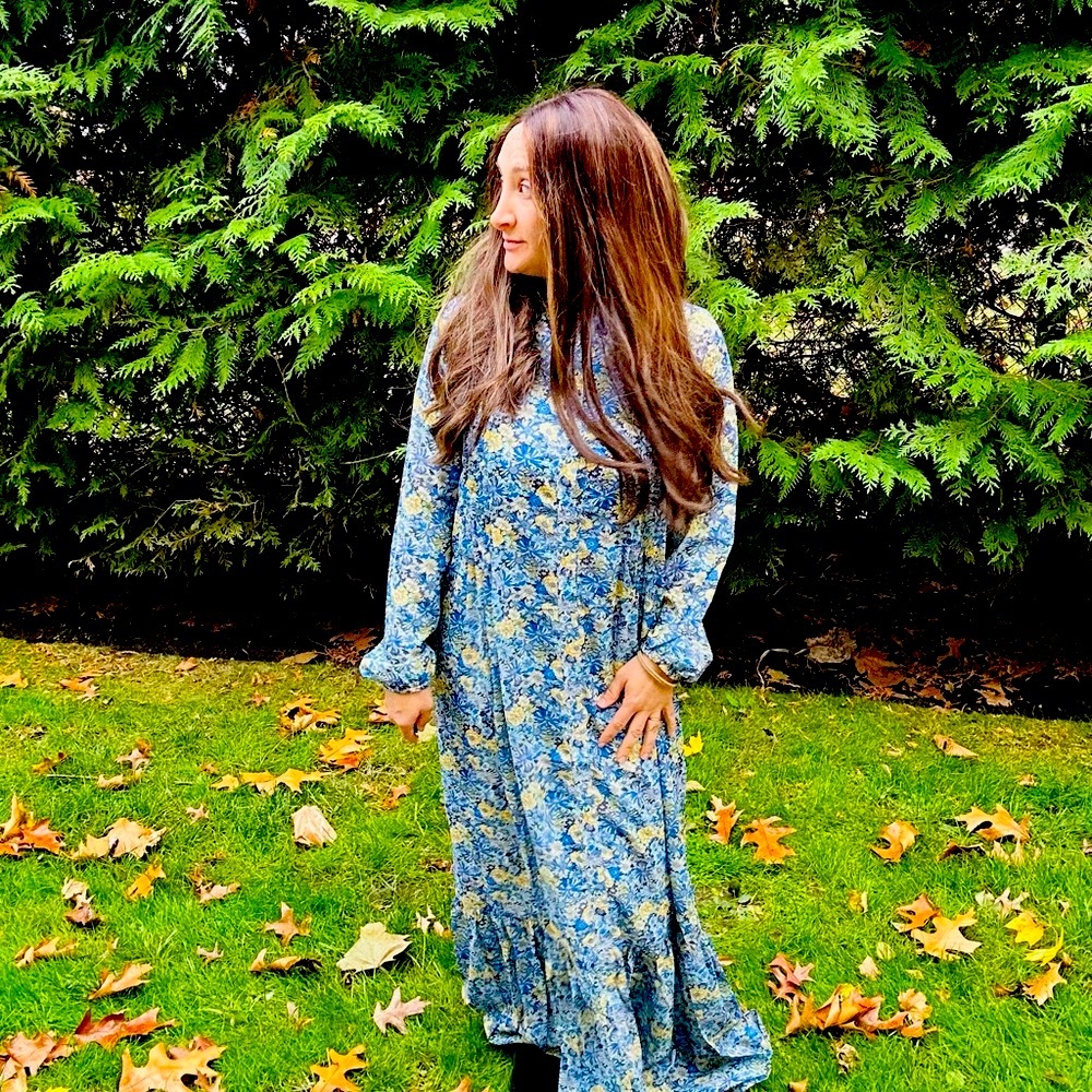 The Baby Blue Dress • yellow ruffle button down maxi dress long sleeve NWT S